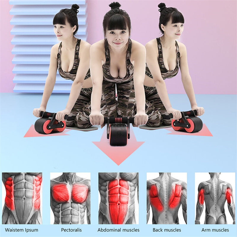 Wheel Abdominal Exerciser Women Men Automatic Rebound Ab Wheel Roller Waist Trainer Gym Sports Home Exercise Devices