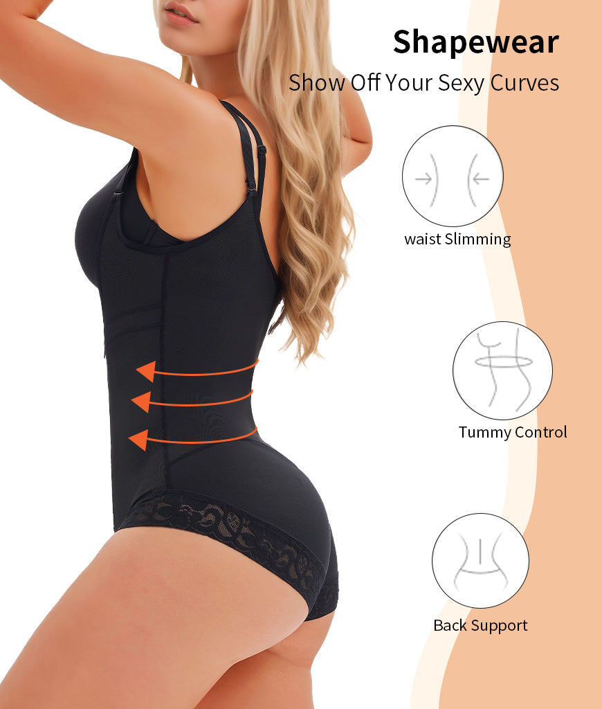 Women's Fajas Colombianas Shapewear For Women Postpartum Tummy Control Bodysuit Full Body Shaper For Women Body Butt Lifter Panties Zipper Straps Thong Bodysuit