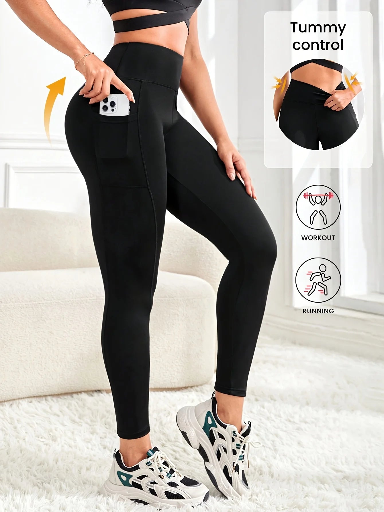 Plus Size Black High Waist Yoga Leggings