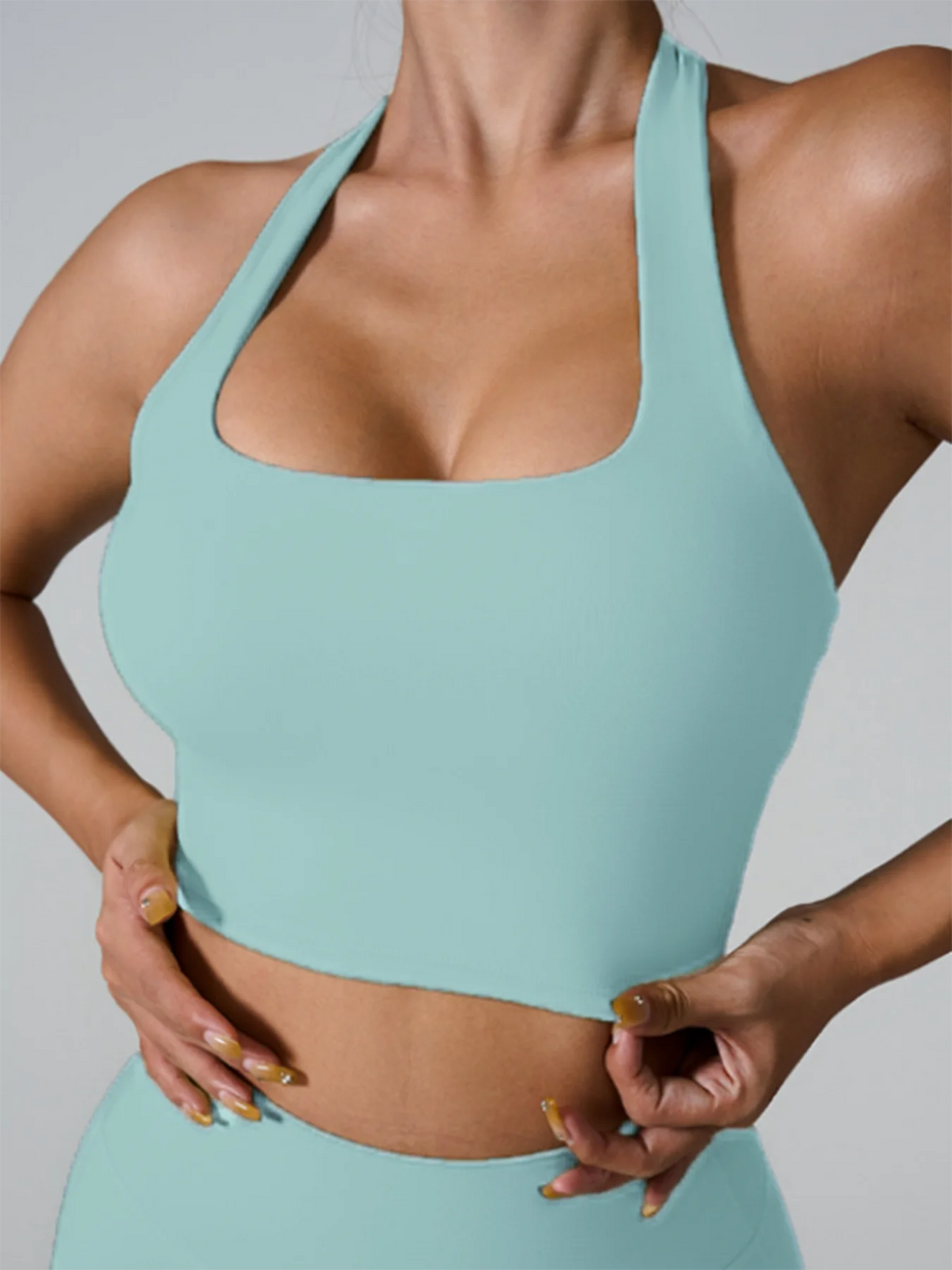 Halter Neck Push Up Sports Bra