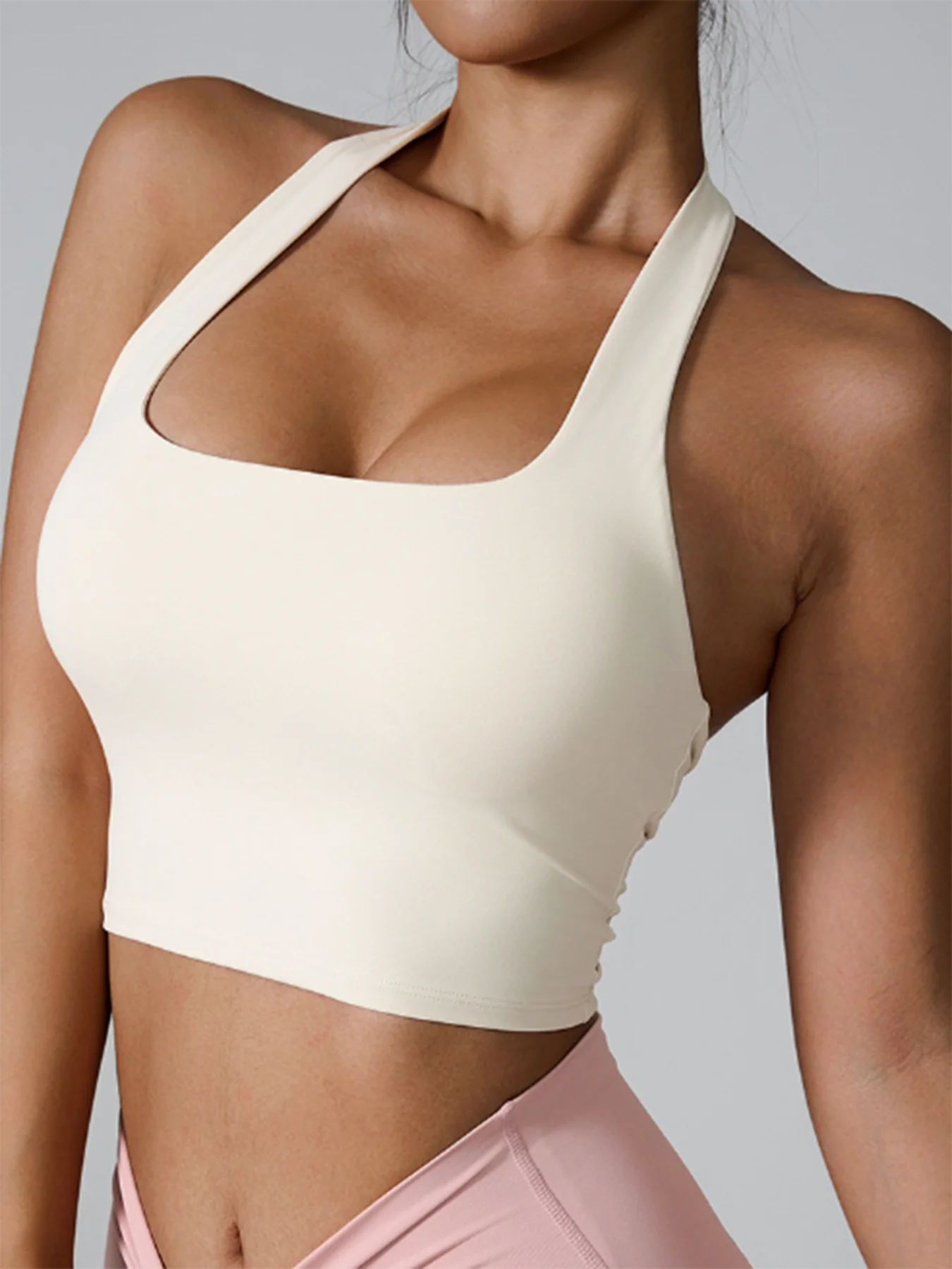 Halter Neck Push Up Sports Bra