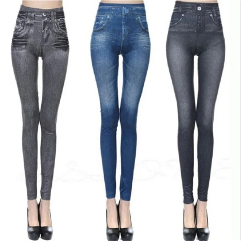High Waist Stretch Denim Leggings