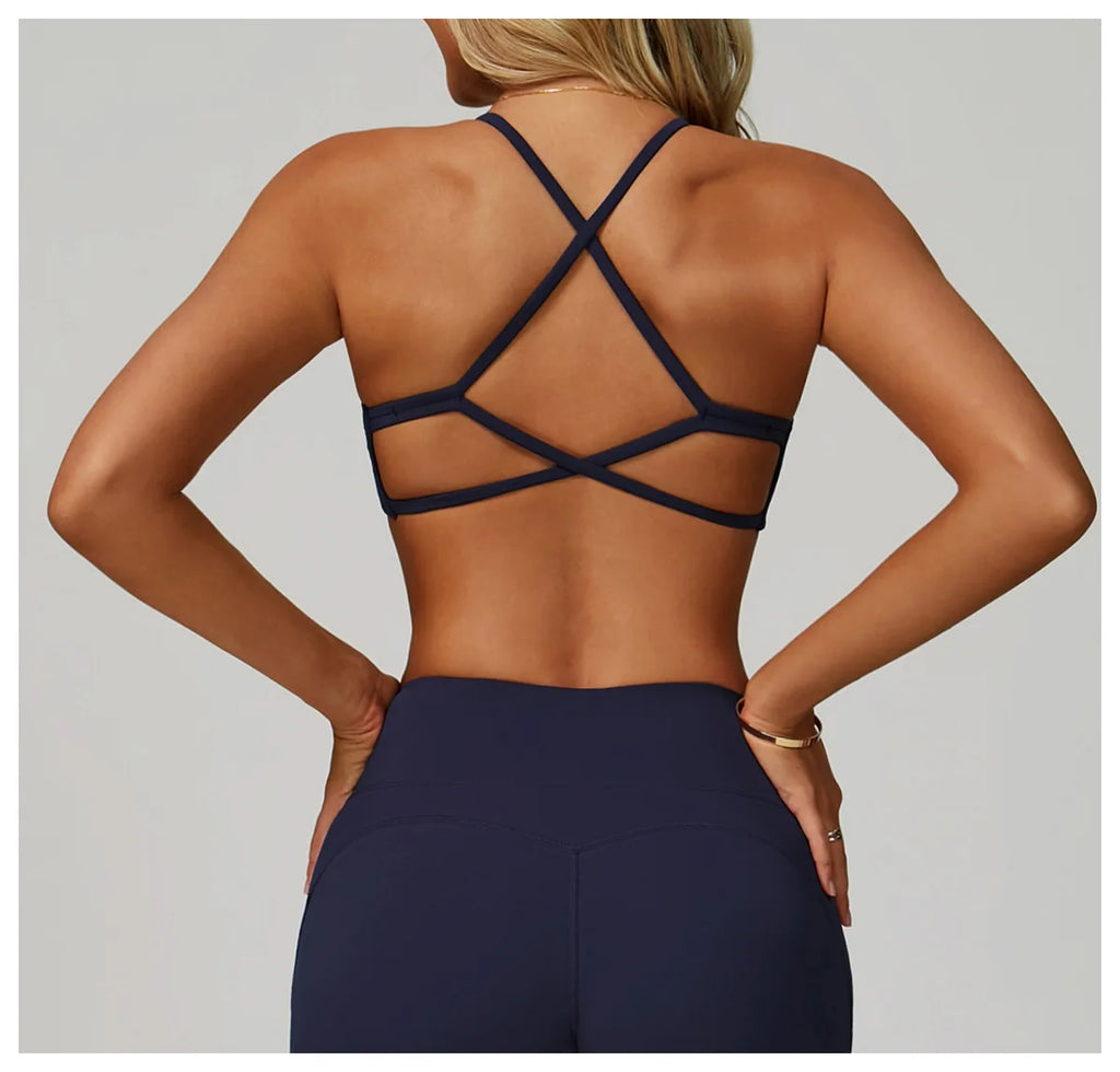 Cross Backless Crop Sports Bra