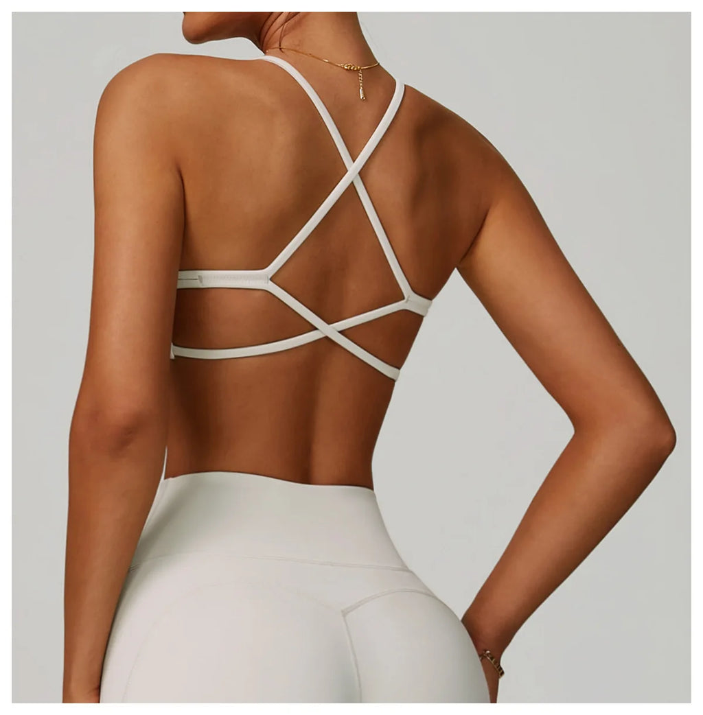 Cross Backless Crop Sports Bra