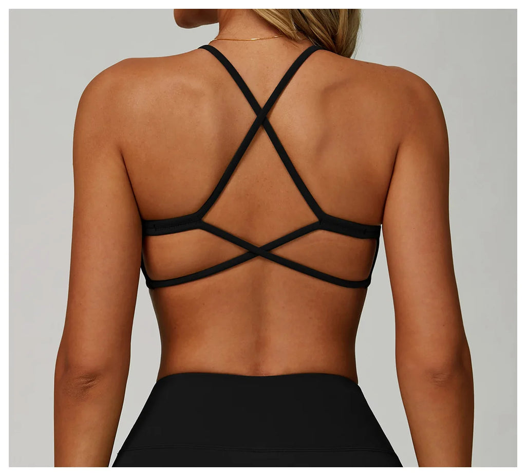 Cross Backless Crop Sports Bra