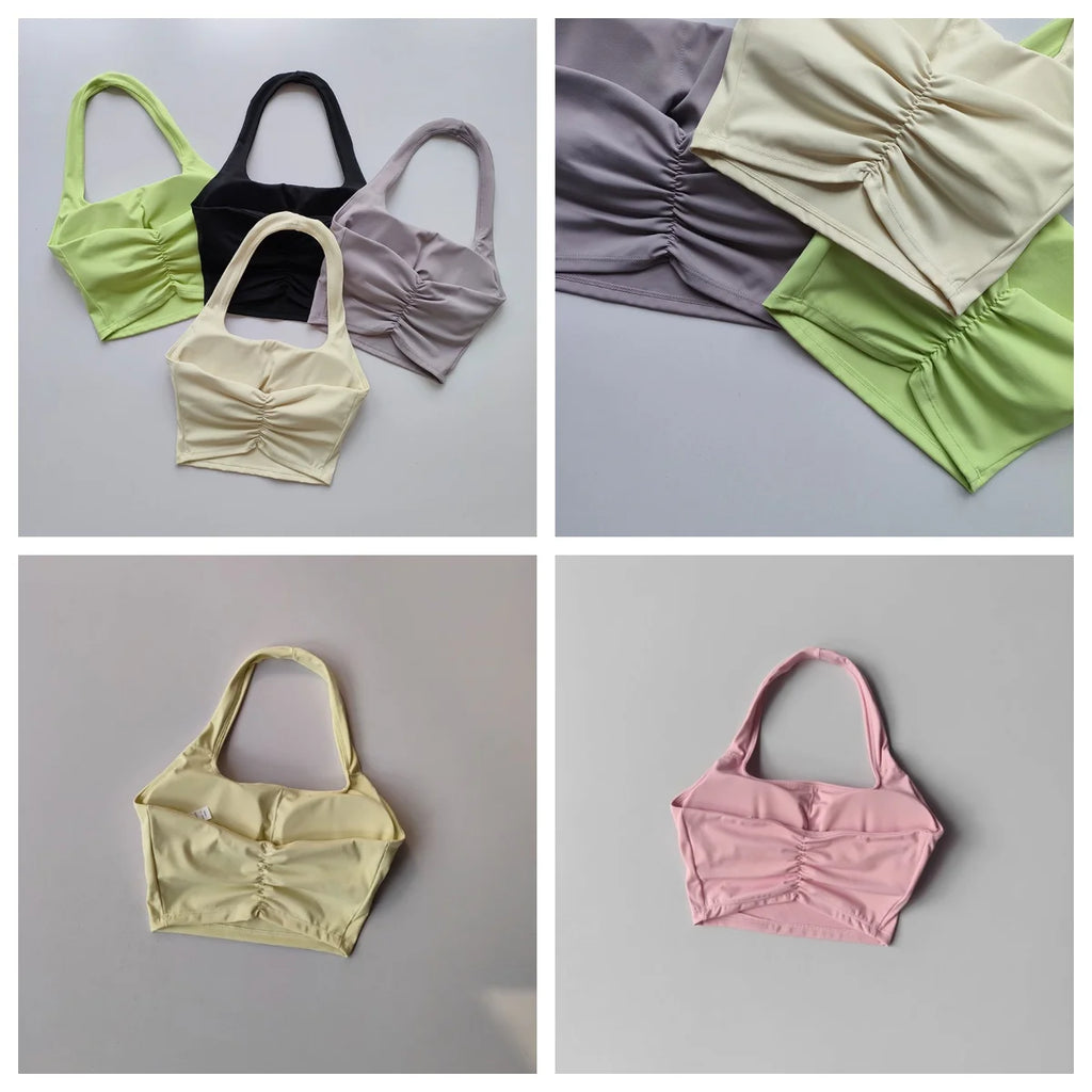 Halter Neck Push Up Sports Bra