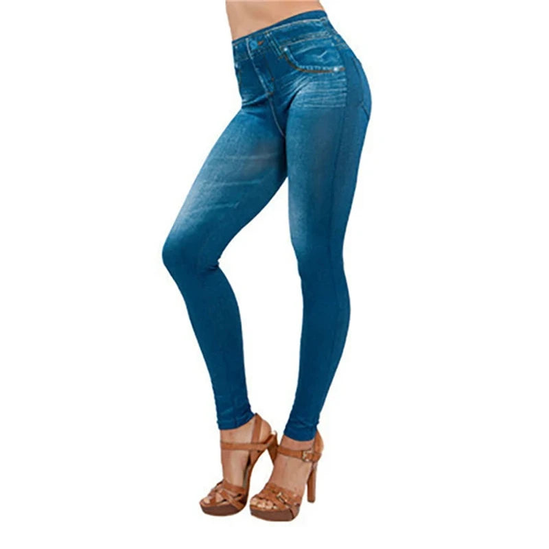 High Waist Stretch Denim Leggings