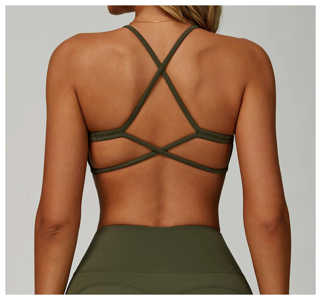 Cross Backless Crop Sports Bra