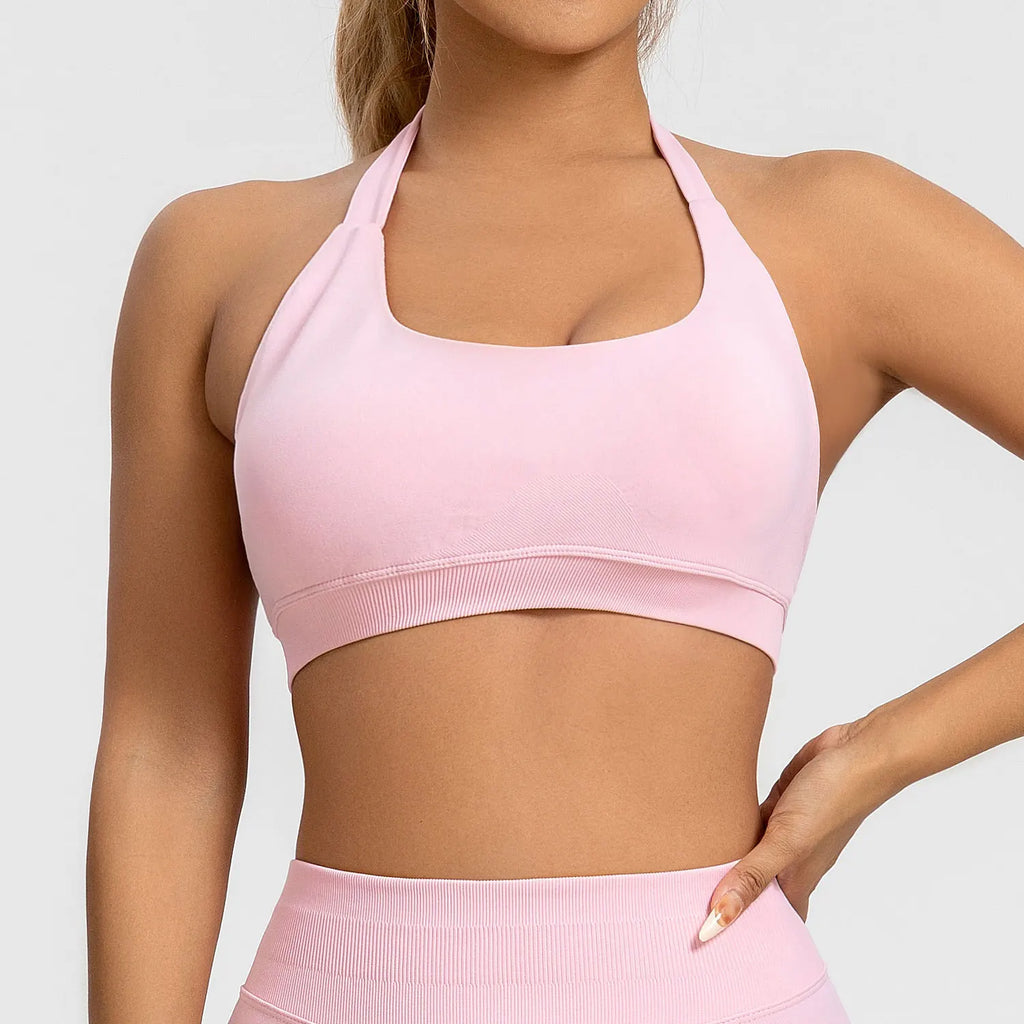 Seamless Halter High Support Sports Bra